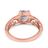 Art Deco Round Natural Stone Filigree Ring