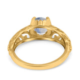 Art Deco Round Natural Stone Filigree Ring
