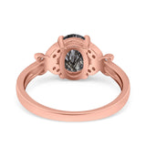 Art Deco Oval Natural Stone Butterfly Ring