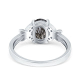 Art Deco Oval Natural Stone Butterfly Ring