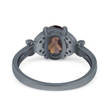 Art Deco Oval Natural Stone Butterfly Ring