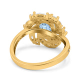 Floral Oval Natural Stone Cocktail Ring
