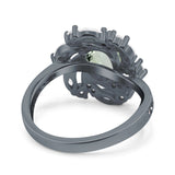 Floral Oval Natural Stone Cocktail Ring