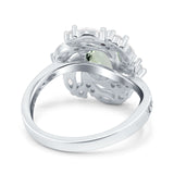 Floral Oval Natural Stone Cocktail Ring