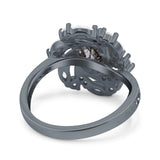 Floral Oval Natural Stone Cocktail Ring