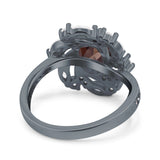 Floral Oval Natural Stone Cocktail Ring