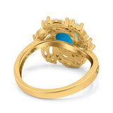 Floral Oval Natural Stone Cocktail Ring