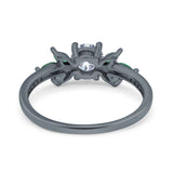 Art Deco Round Natural Stone Floral Ring