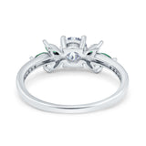 Art Deco Round Natural Stone Floral Ring