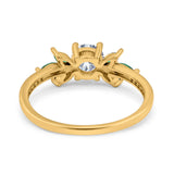 Art Deco Round Natural Stone Floral Ring