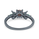 Art Deco Round Natural Stone Floral Ring