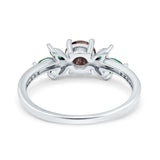 Art Deco Round Natural Stone Floral Ring