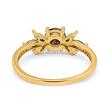 Art Deco Round Natural Stone Floral Ring