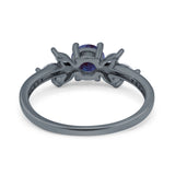 Art Deco Round Natural Stone Floral Ring