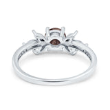 Art Deco Round Natural Stone Floral Ring