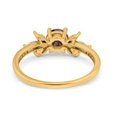 Art Deco Round Natural Stone Floral Ring