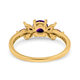 Art Deco Round Natural Stone Floral Ring