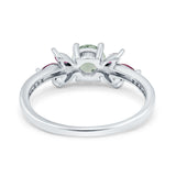 Art Deco Round Natural Stone Floral Ring