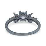 Art Deco Round Natural Stone Floral Ring