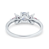 Art Deco Round Natural Stone Floral Ring