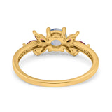 Art Deco Round Natural Stone Floral Ring