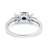 Art Deco Round Natural Stone Floral Ring