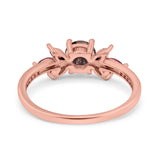 Art Deco Round Natural Stone Floral Ring