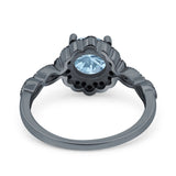 Art Deco Round Natural Stone Floral Ring