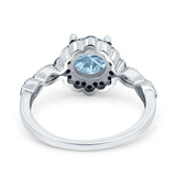 Art Deco Round Natural Stone Floral Ring
