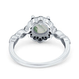 Art Deco Round Natural Stone Floral Ring