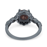 Art Deco Round Natural Stone Floral Ring