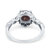 Art Deco Round Natural Stone Floral Ring
