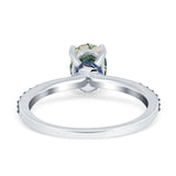 Two Tone Oval Natural Stone Wedding Ring