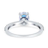 Two Tone Oval Natural Stone Wedding Ring