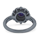Art Deco Round Natural Stone Floral Ring