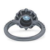 Art Deco Round Natural Stone Floral Ring