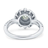 Art Deco Round Natural Stone Floral Ring