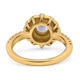 Art Deco Round Natural Stone Floral Ring