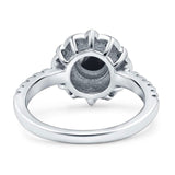 Art Deco Round Natural Stone Floral Ring