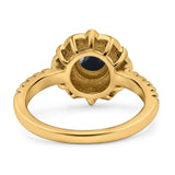 Art Deco Round Natural Stone Floral Ring
