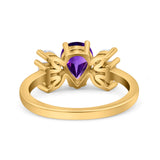 Art Deco Pear Natural Stone Cocktail Ring