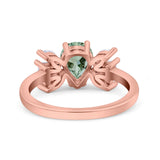 Art Deco Pear Natural Stone Cocktail Ring