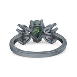 Art Deco Pear Natural Stone Cocktail Ring