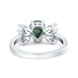 Art Deco Pear Natural Stone Cocktail Ring