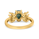 Art Deco Pear Natural Stone Cocktail Ring