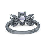 Art Deco Pear Natural Stone Cocktail Ring