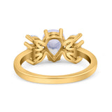Art Deco Pear Natural Stone Cocktail Ring