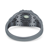 Cushion Cut Halo Round Natural Stone Ring