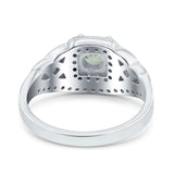 Cushion Cut Halo Round Natural Stone Ring