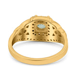 Cushion Cut Halo Round Natural Stone Ring
